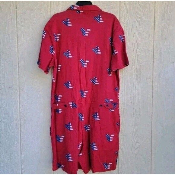 Disney Womens Red Mickey Mouse American Flag Print romper sz Med 4th Of July - Picture 2 of 5
